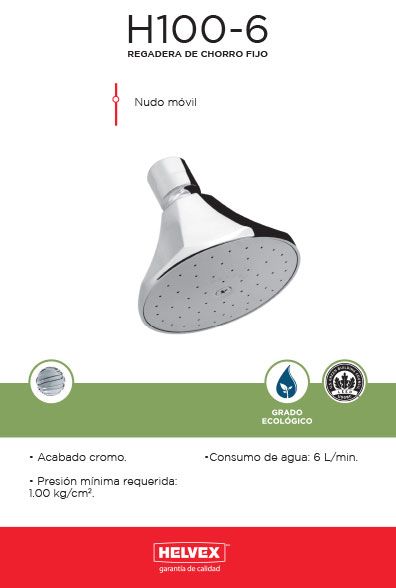H100-6 regadera de chorro fijo