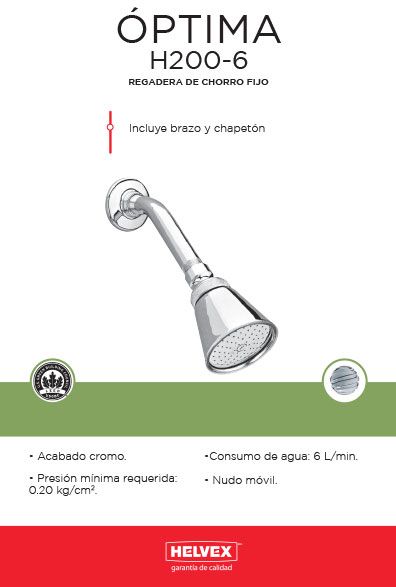 Óptima H200-6 regadera de chorro fijo