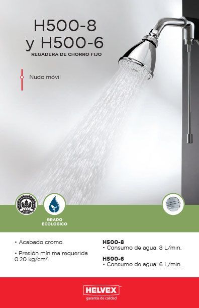 H500-8 Y H500-6 regadera de chorro fijo