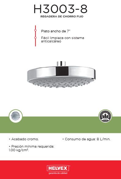 H3003-8 regadera de chorro fijo