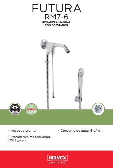 Futura RM7-6 regadera manual con desviador