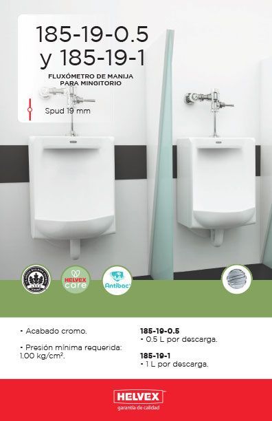 185-19-0.5 y 185-19-1 fluxómetro de manija para mingitorio