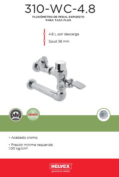 310-WC-4.8 fluxómetro de pedal expuesto para taza flux