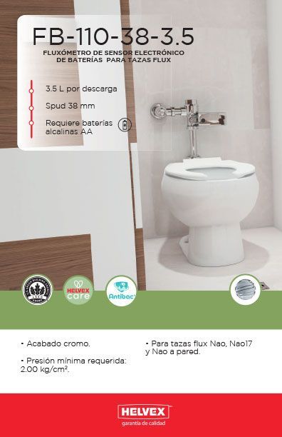 FB-110-38-3.5 fluxómetro de sensor electrónico de baterías para tazas flux