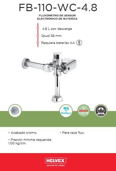 FB-110-WC-4.8 fluxómetro de sensor electrónico de baterías