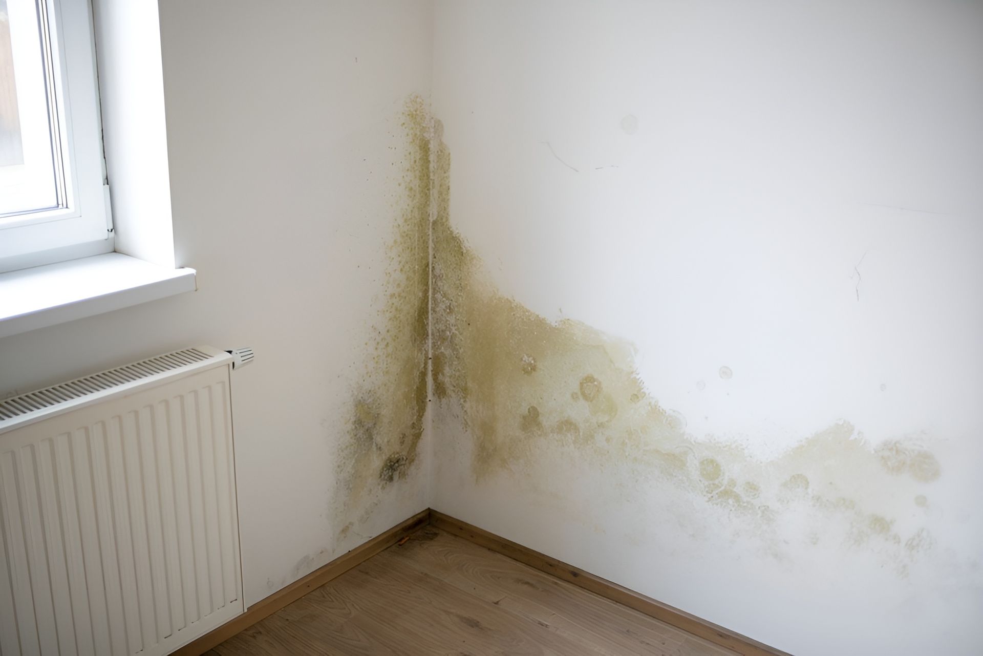 Mold Growth on A Corner Wall, Near a Window and Radiator — Frenchy’s Plaster & Paint in Bellamack, NT