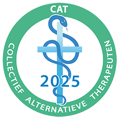 CAT-logo met groene ring, blauw medisch symbool en 