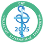 CAT-logo met groene ring, blauw medisch symbool en 