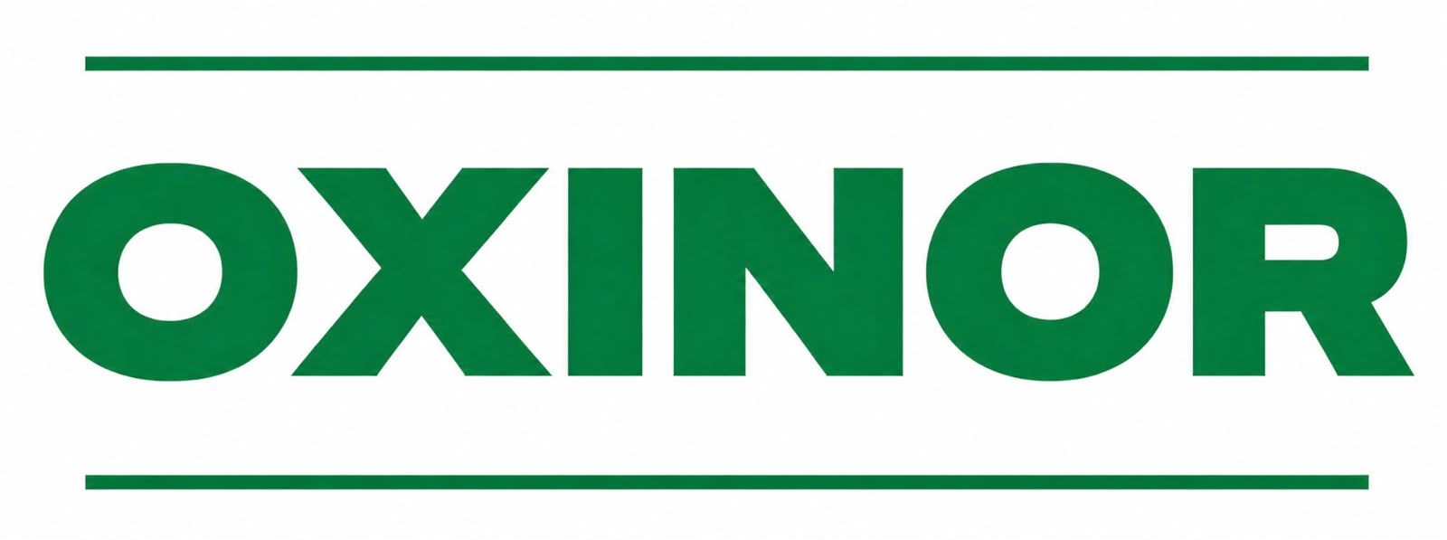 Logo de Oxíno: “Oxígeno Medicinal a Domicilio” en negro sobre fondo blanco, con una franja celeste.