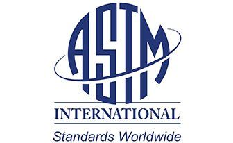 Logo for ASTM International, featuring dark blue letters