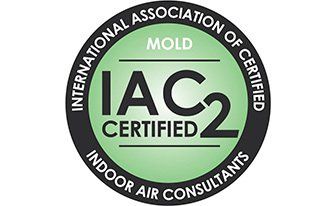 Logo for the International Association of Certified Indoor Air Consultants (IAC2), featuring a green circle with black text.