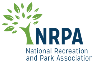Logo for the National Recreation and Park Association (NRPA) featuring a green stylized tree and the dark blue text