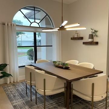 A window with window treatments.