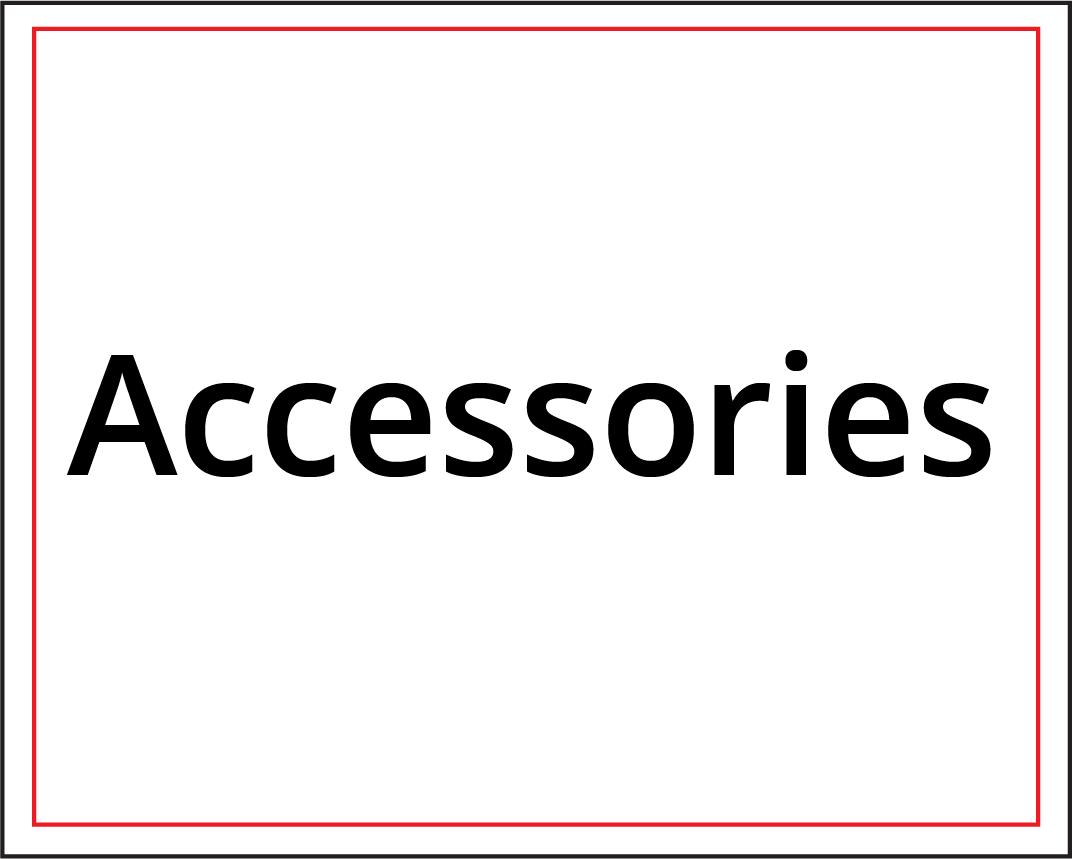 The word “Accessories” in black text inside a thin red-bordered box.