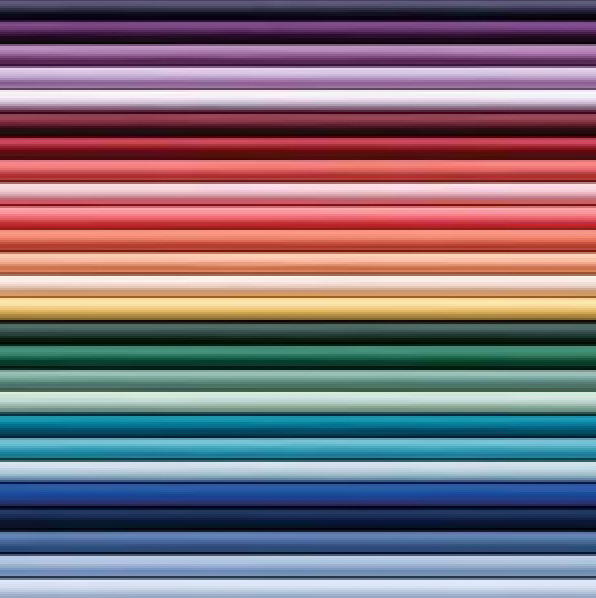 Stacked horizontal pastel color swatches in purple, pink, red, orange, yellow, green, blue, and gray shades