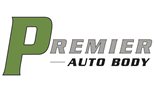 Premier Auto Body logo with green “P” and gray text on a white background