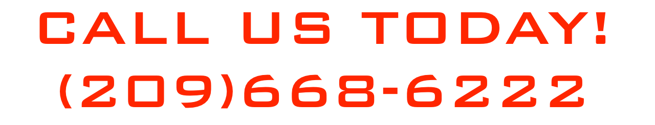 A red sign that says call us today on a white background