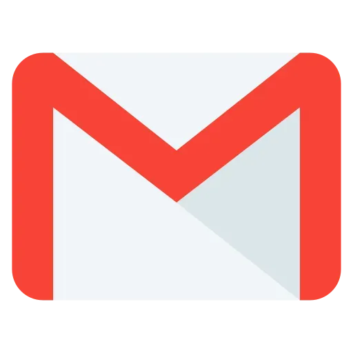 A red and white gmail logo on a white background
