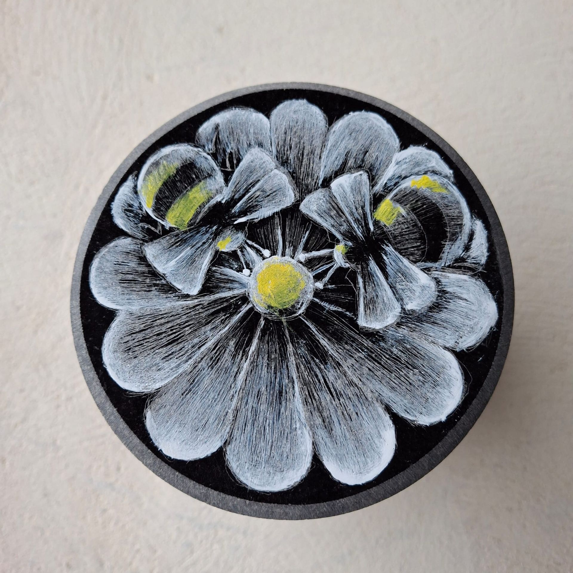 2 Bees on a flower doorstop or paperweight