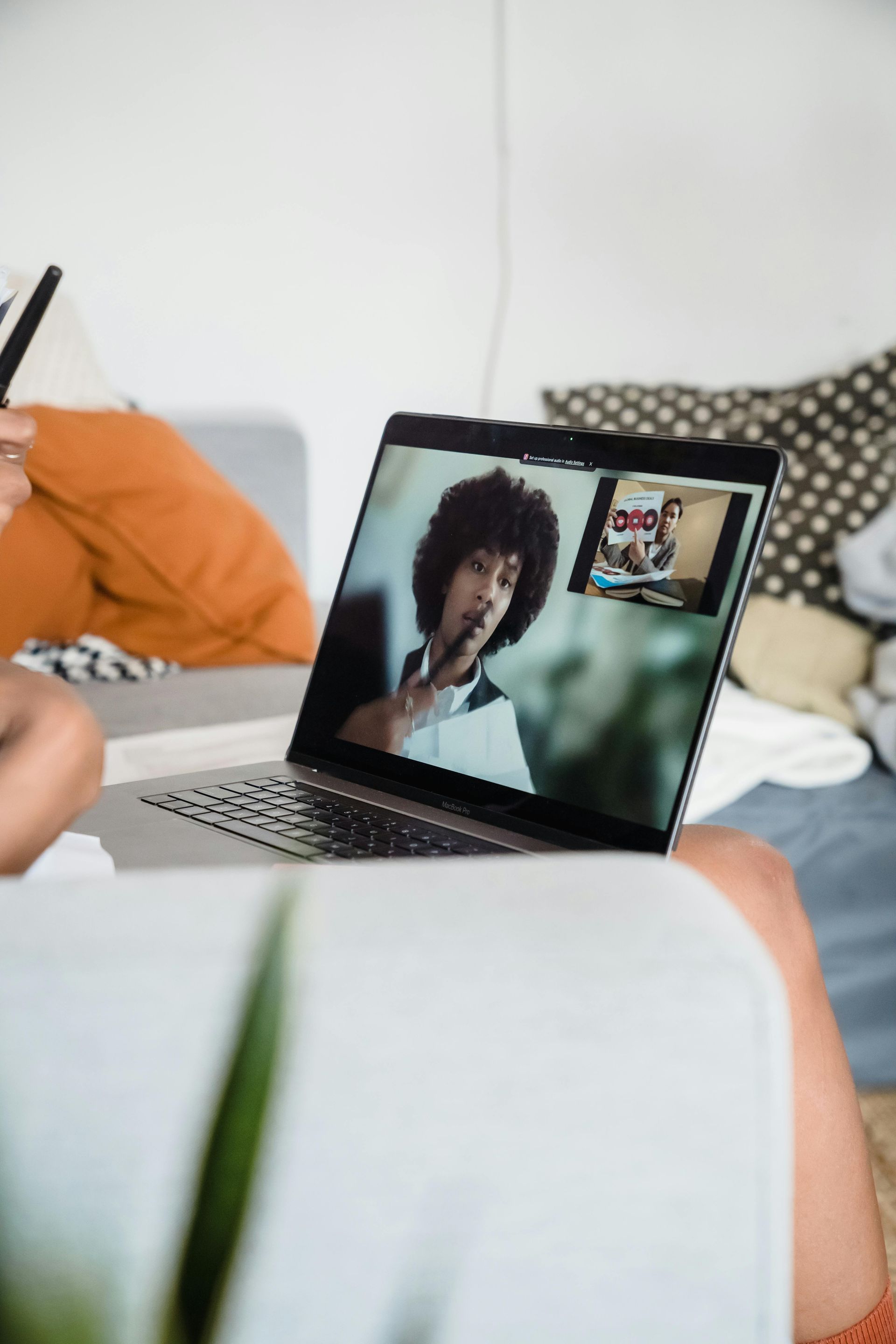 Picture of someone's laptop open to a video call