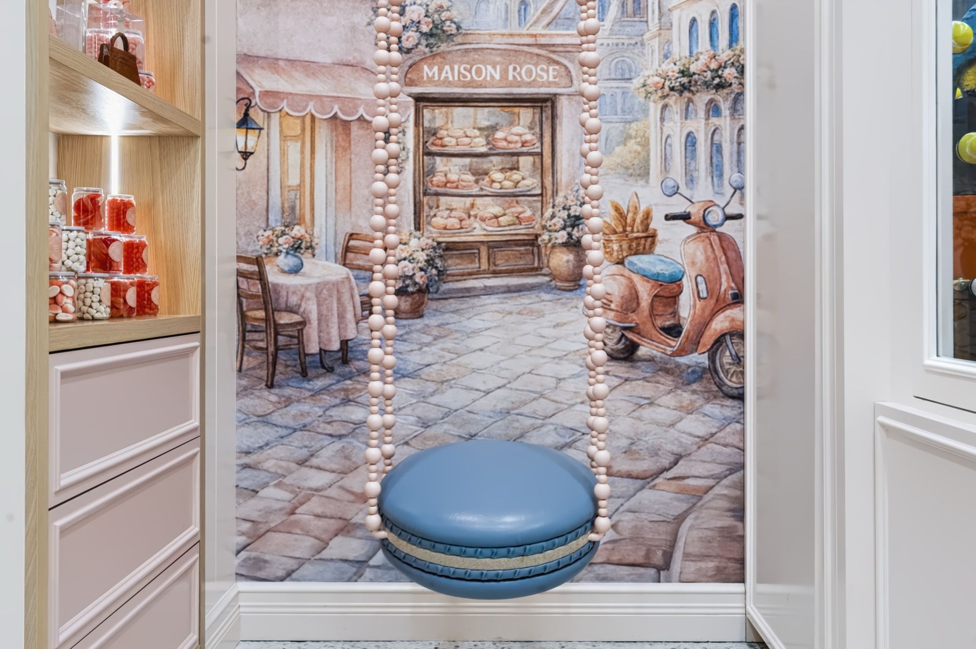 Arched boutique shelving with integrated lighting, Maison Rose at The Boca Raton