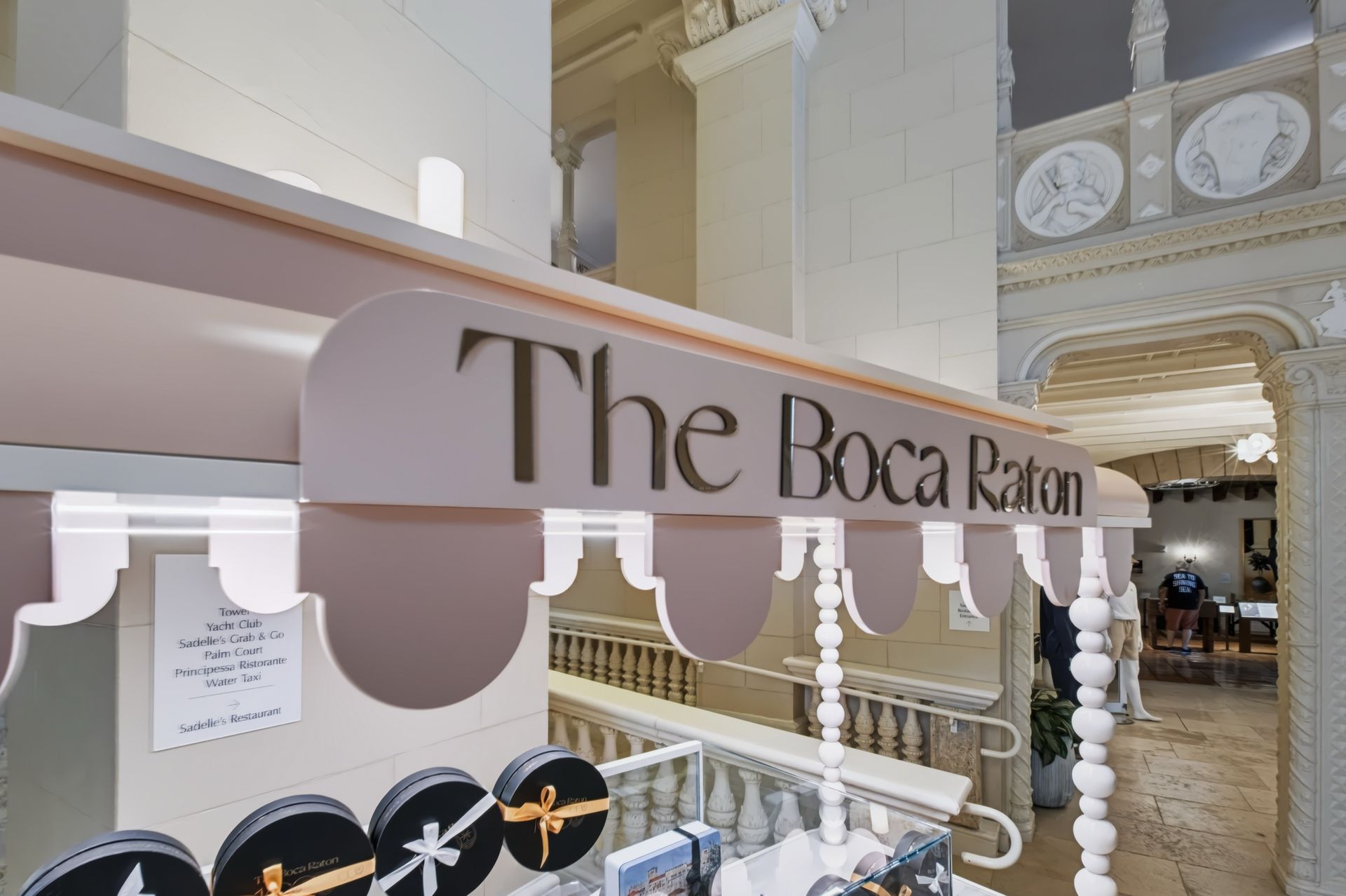 Macaron cart in the resort lobby, Maison Rose at The Boca Raton