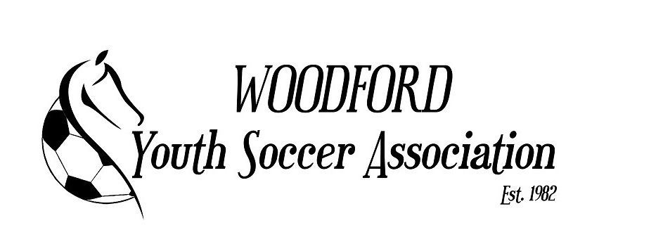 Woodford Youth Soccer Association logo with a horse head silhouette intertwined with a soccer ball.