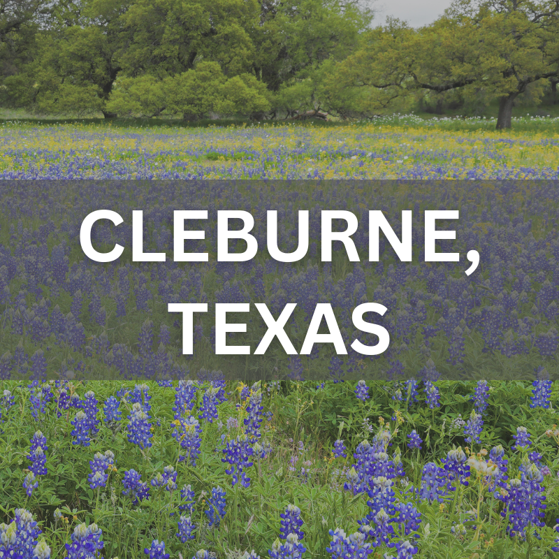 Explore homes and neighborhoods in Cleburne, TX — where real estate meets scenic bluebonnet views. Cleburne, Texas real estate surrounded by blooming bluebonnets, showcasing local neighborhoods and natural beauty.