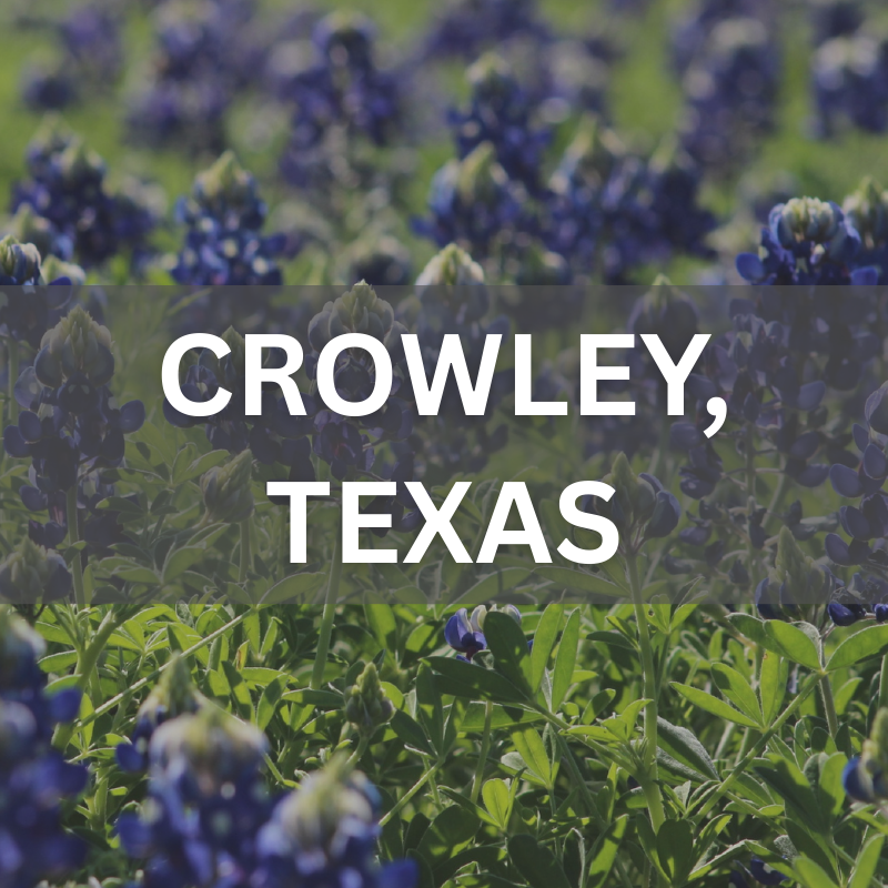 Explore homes and neighborhoods in Crowley, TX — where real estate meets scenic bluebonnet views. Crowley, Texas real estate surrounded by blooming bluebonnets, showcasing local neighborhoods and natural beauty.