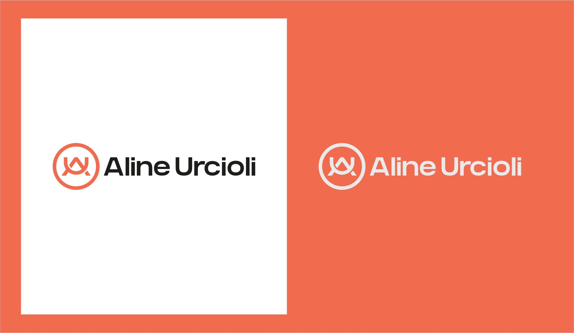 o logotipo de aline urcioli tem fundo Rosa e branco.