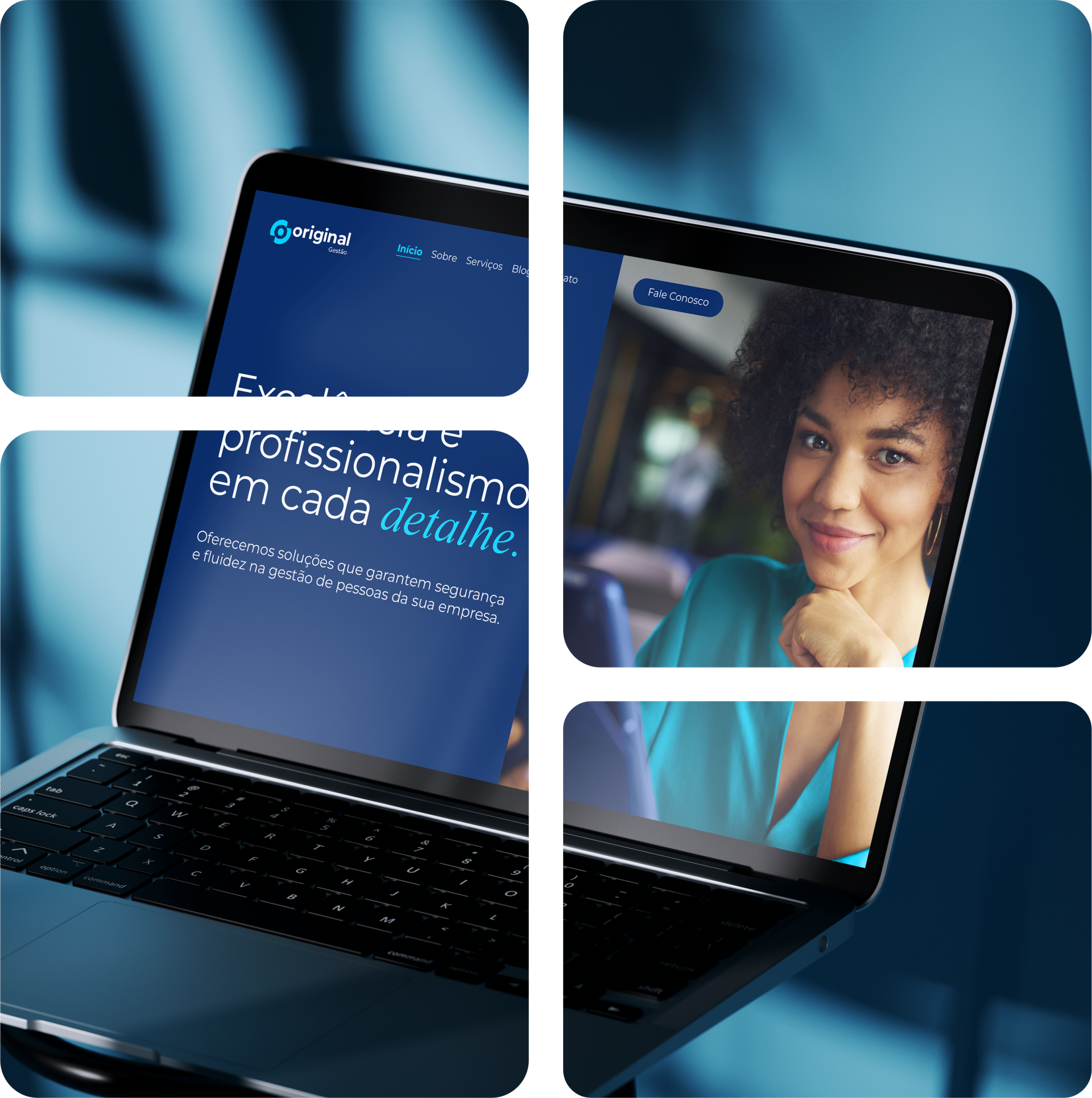 Um laptop com a imagem de uma mulher na tela