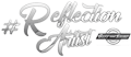 A black and white photo of a logo for reflection artist.