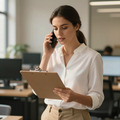 Coordinator on phone