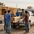 Volunteers loading a truck