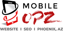 Logo for Mobile Opz, a website and SEO company in Phoenix, AZ. Features a phone graphic.