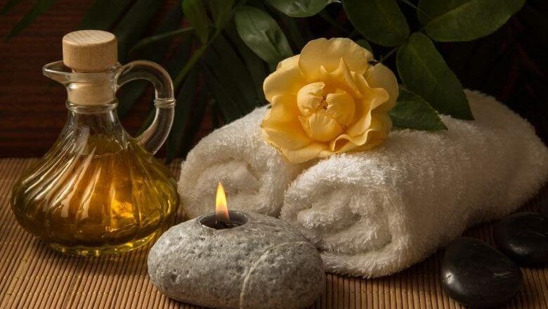 SPA Scene With Rolled White Towels — Leela Thai Massage & Spa in Newtown, QLD