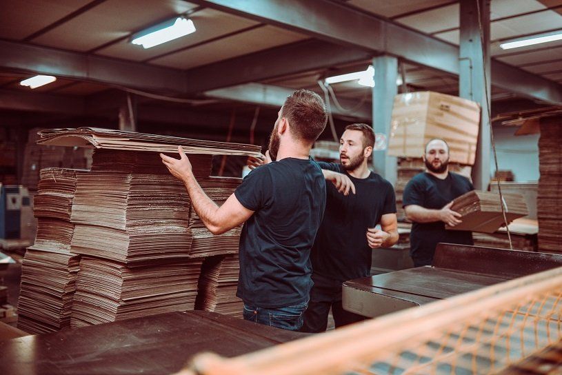 Workers in manufacturing warehouse