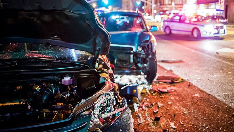 Closeup of a wrecked car