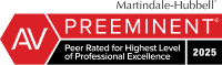Martindale-Hubbell AV Preeminent rating. Peer rated for the highest level of professional excellence, valid until 2025.