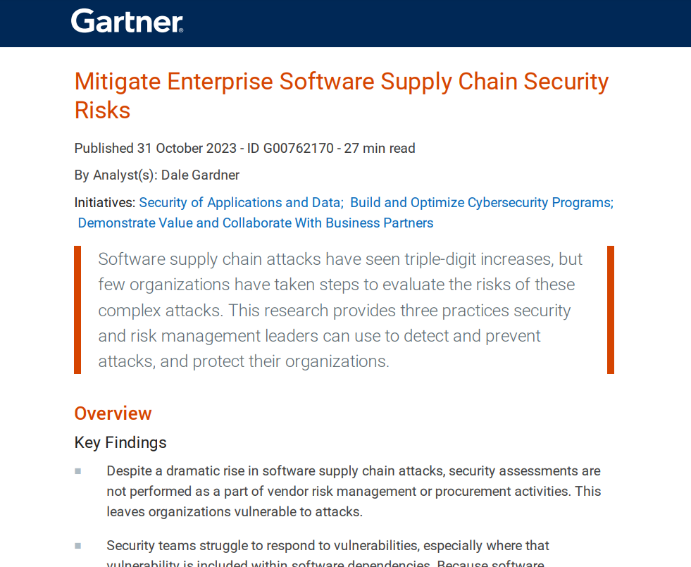 Mitigate Enterprise Software Supply Chain Security Risks Mitigate Enterprise Software Supply Chain Security Risks