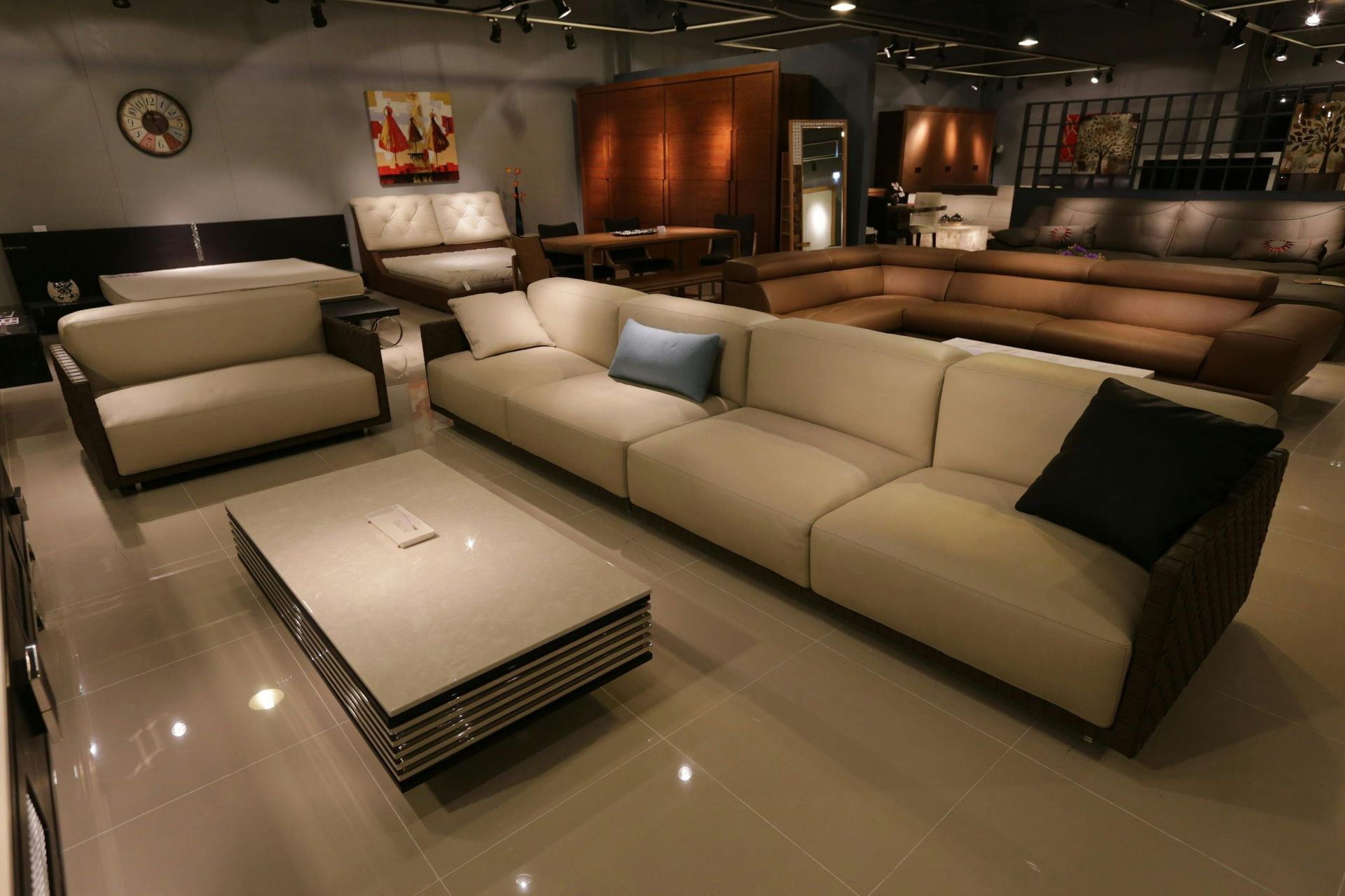 A living room filled with furniture and a coffee table
