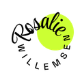 Het Rosalie Willems-logo in zwarte letters boven een neon groene cirkel.