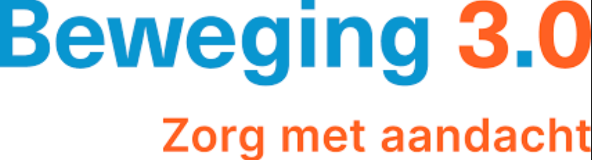 Beweging 3.0 logo in blue and orange with the tagline “Zorg met aandacht”