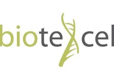 Biotexcel-logo met een groene DNA-helix in de tekst verwerkt.