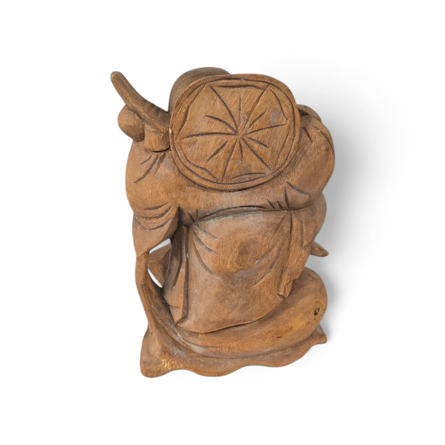Handgesneden houten Happy Boeddha beeld 30cm hoog