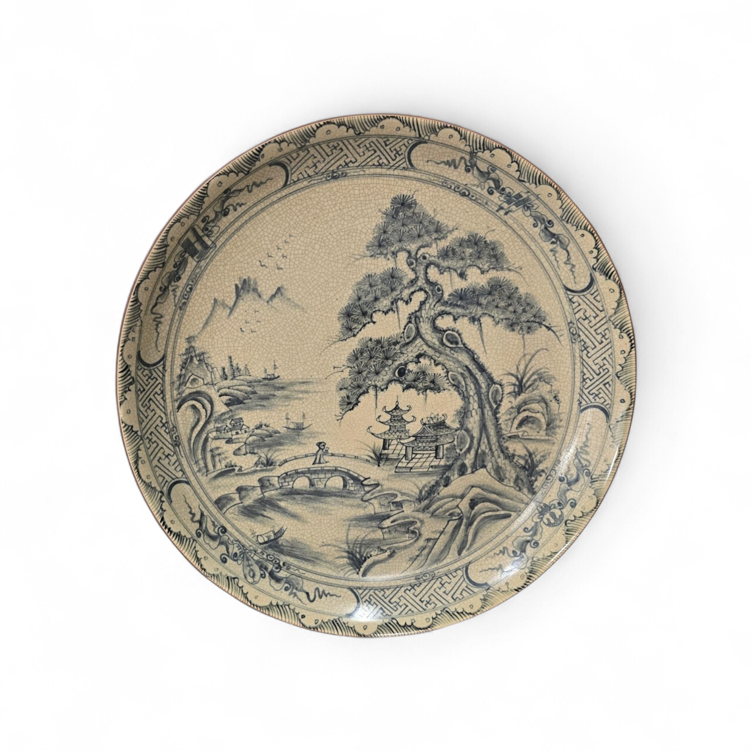 Schaal met traditionele Japanse scénes (diameter 48.5cm)