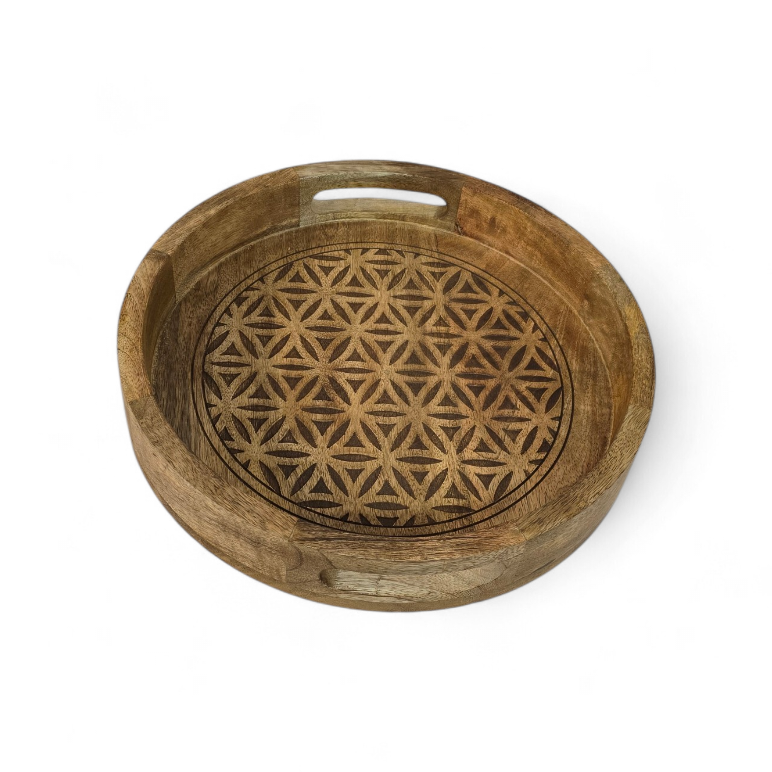Dienblad Bloem des Levens mangohout diameter 30cm