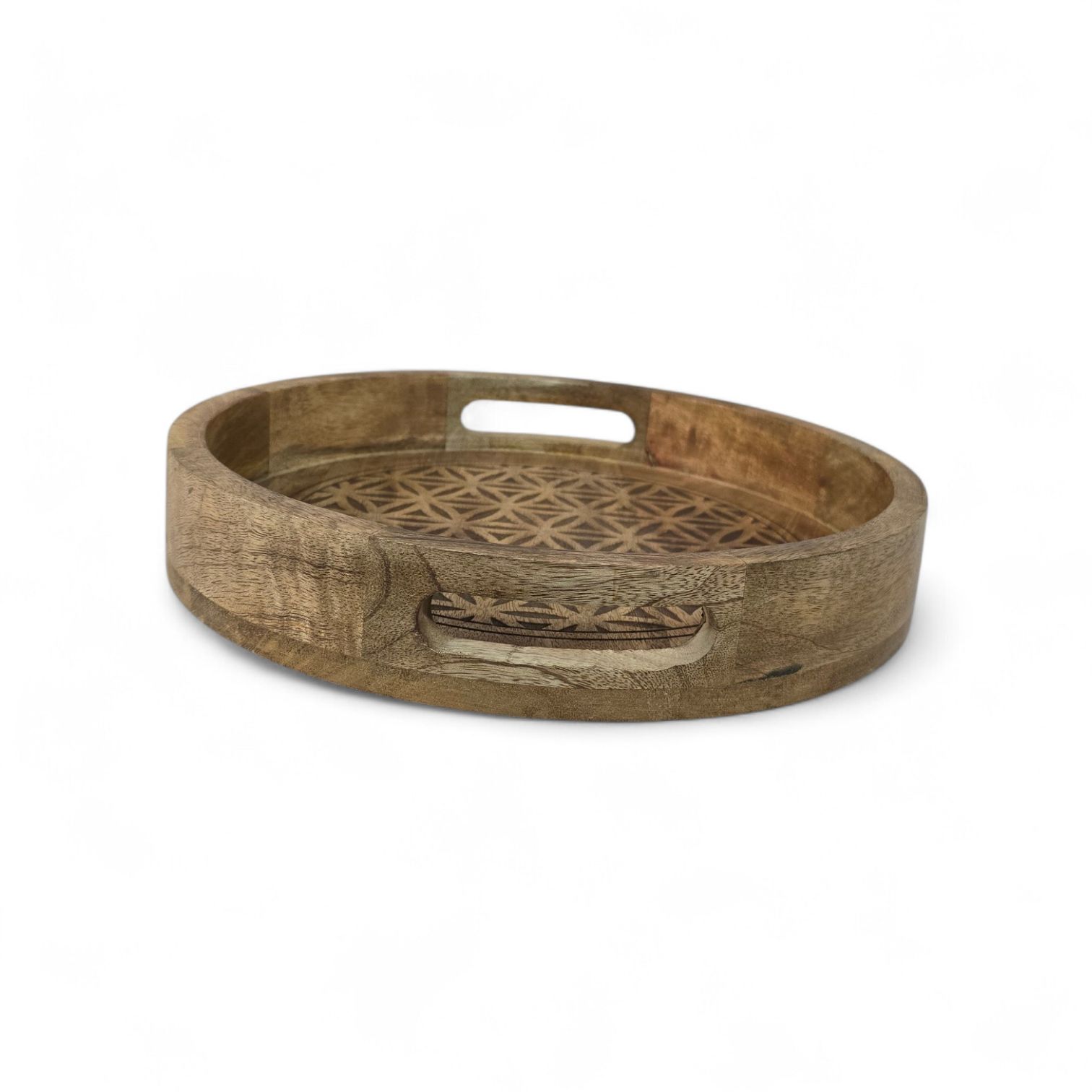 Dienblad Bloem des Levens mangohout diameter 30cm