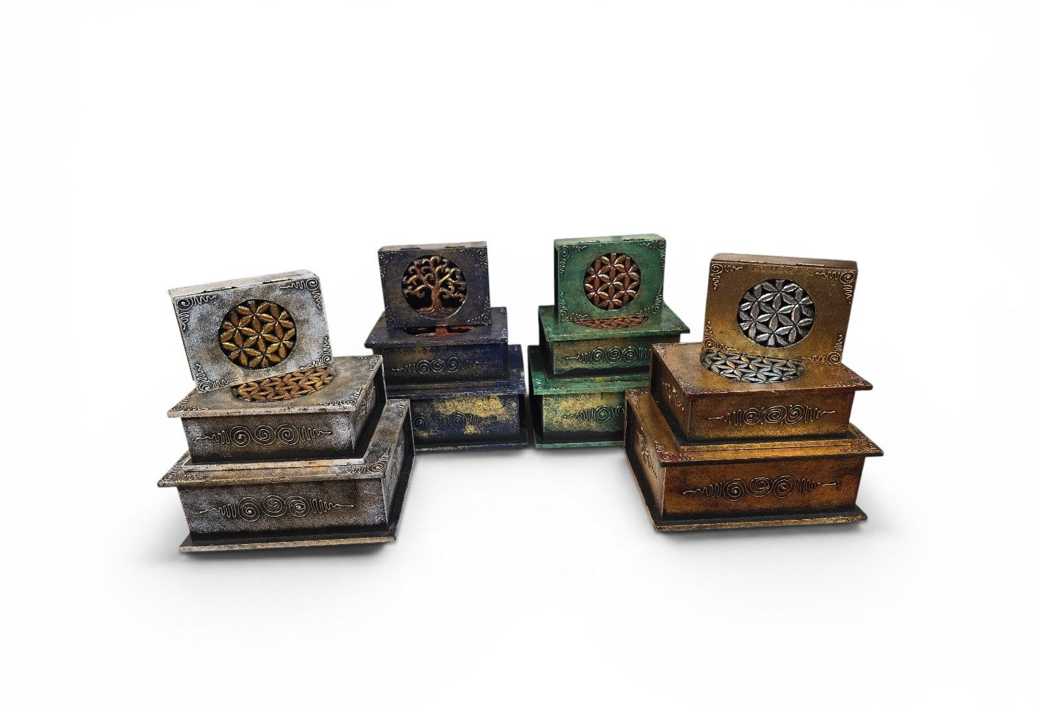 Houten opberg kistjes set van 3 stuks