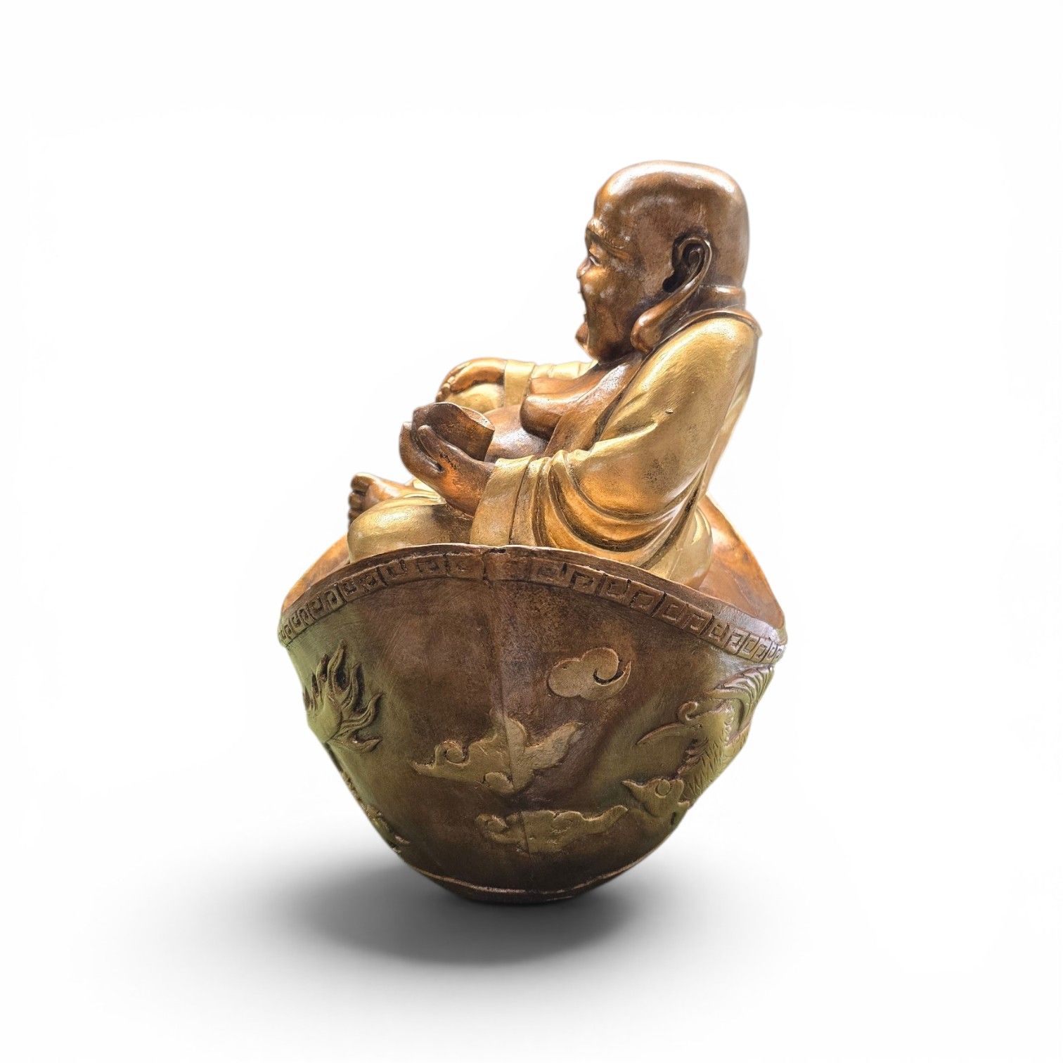 Houten lachende Boeddha (Hotei)